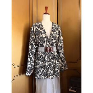Statement jacket with ethnic print in black and white, size XL